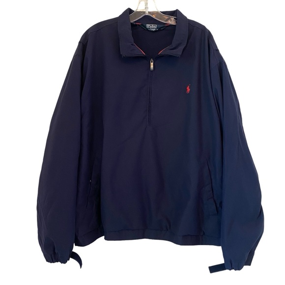 Polo Ralph Lauren Golf‎ Jacket Softshell VTG Vented 1/2 Zip Navy Men's XXL - Picture 1 of 12